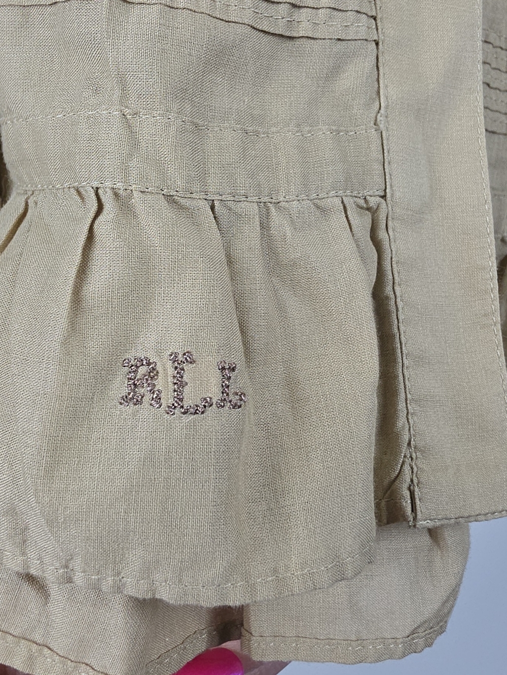 Lauren Ralph Lauren Khaki Cotton Tiered Prairie Maxi Skirt 6 Button Front - Picture 6 of 11